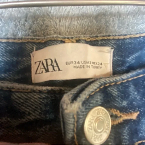 Zara High Waist Wide Leg Size 2 Leg 33 Inseam (Long) Medium Wash Faded Jeans - Picture 3 of 10